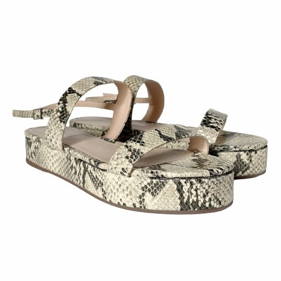 NEW Schutz Sally Leather Embossed Snake Print Flatform Platform Sandals Size 7 - Picture 3 of 12